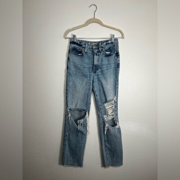 Good American Blue Boyfriend Distressed Casual jeans size 26 - Picture 1 of 9